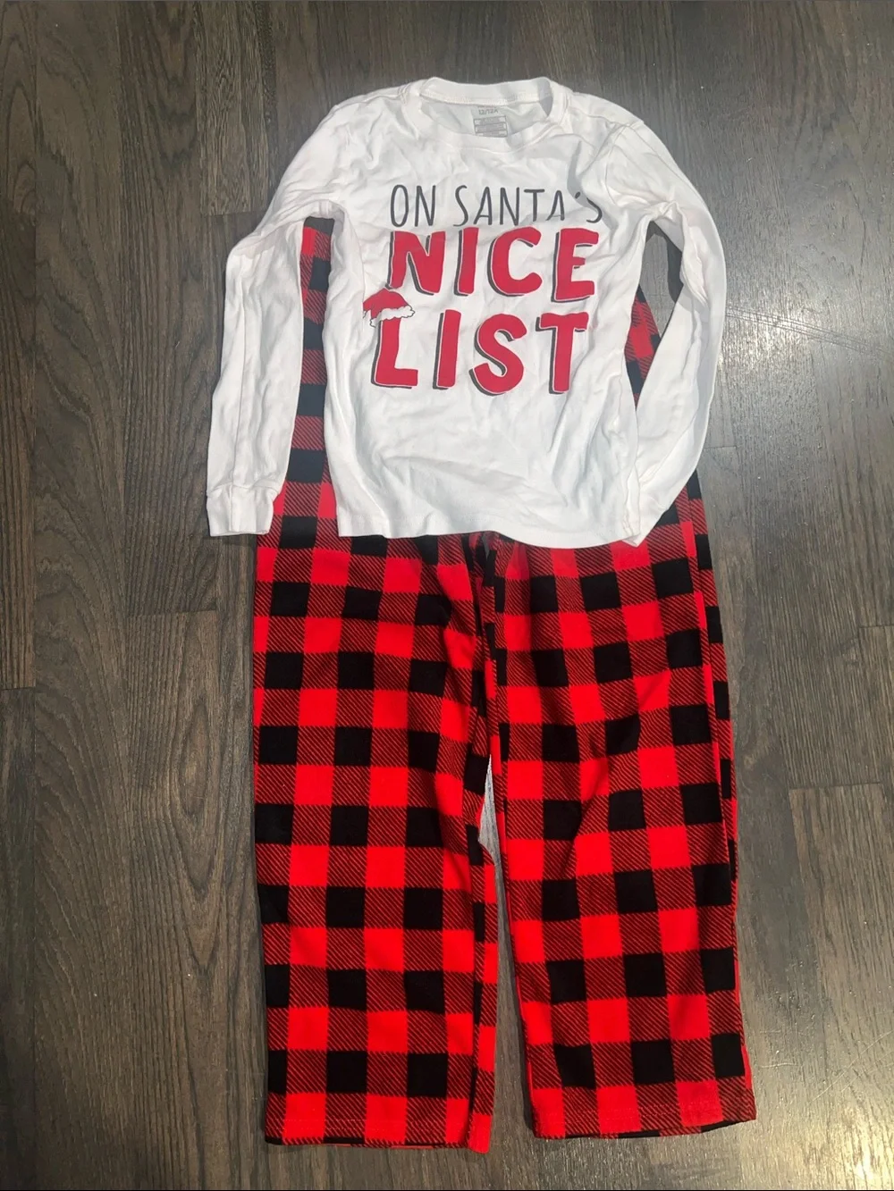 Carter Kids White & Red 'On Santa's Nice List' Pajama Set Size 12